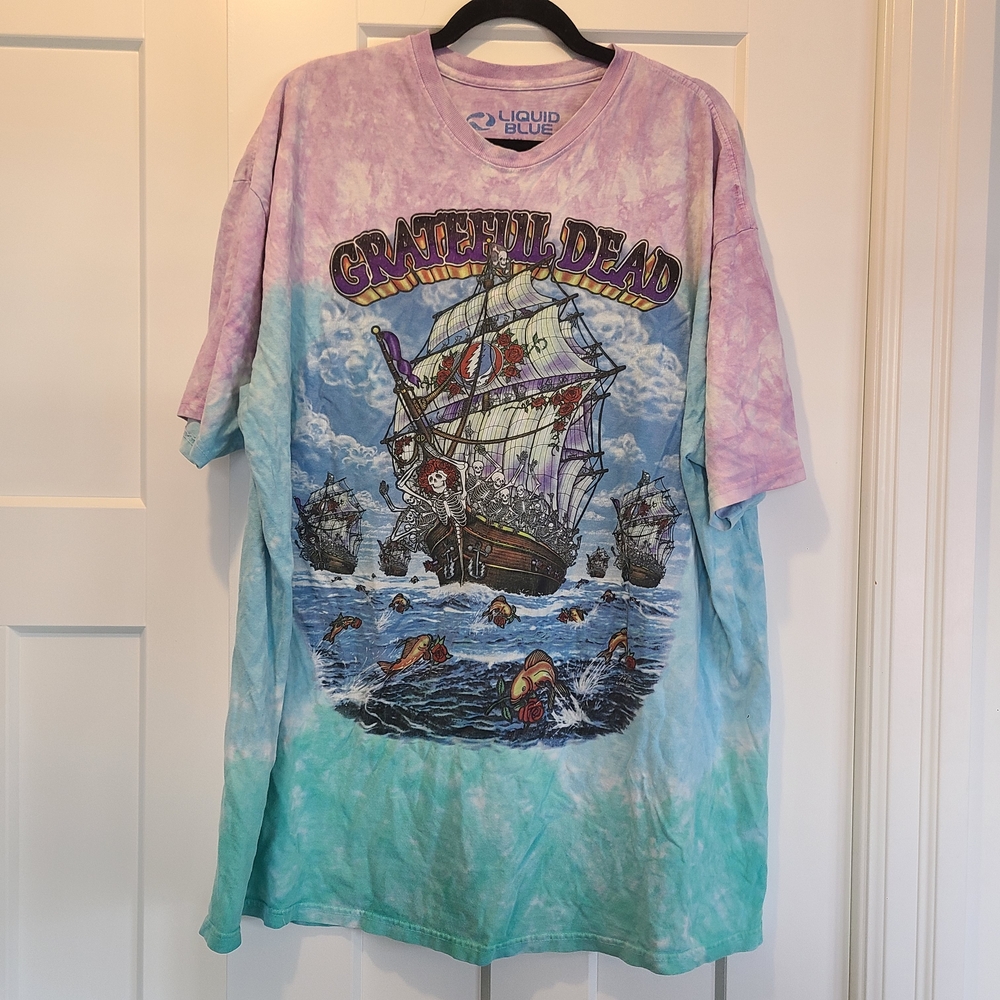 4XL Vintage Liquid Blue Grateful Dead Tie-Dye Shirt - Purple and Blue